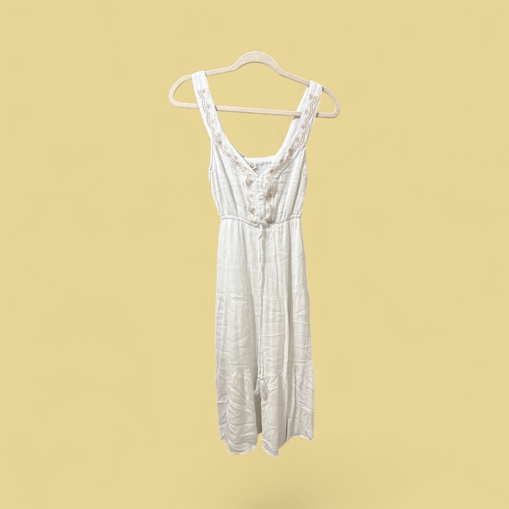 Elegant White Lace-Trimmed Dress